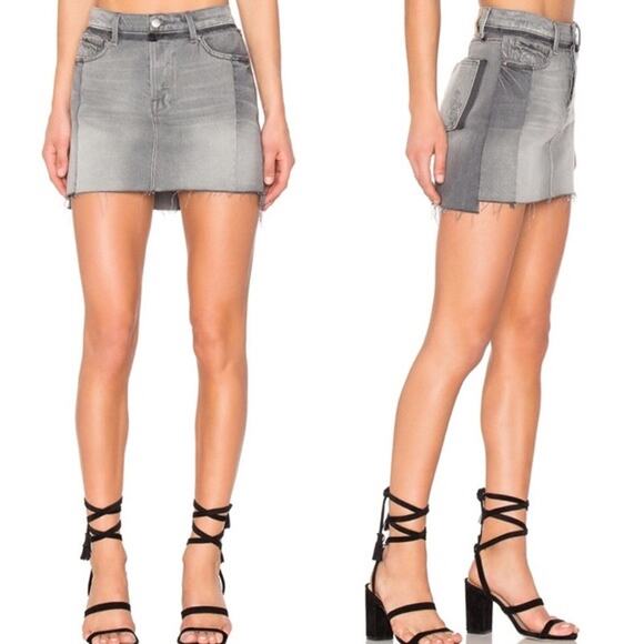 $345 FRAME DENIM Nouveau Le Mix Mini Skirt in Ash Mix Distressed Size 25 - Picture 1 of 6